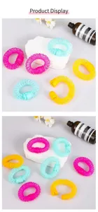 Detailed view of colorful plastic hair curling ring set, ideal for easy daily hair styling tools.