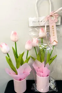 Künstlicher Tulpen Blumenstrauß Detail mit LED Licht für Lehrer Tag und romantisches Geschenk.