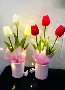 Leuchtende Tulpen Topfpflanze künstliche Blume für Heimtisch Dekoration Geschenk