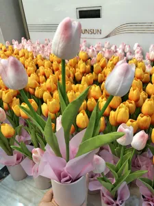 Künstliche Tulpen Blume Topfpflanze dekorative Ornament für Zuhause Büro Tisch Dekor Geschenk