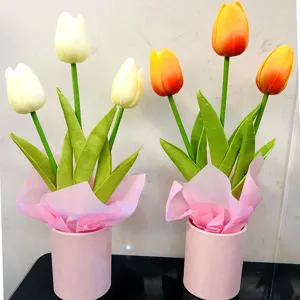 Künstliche Tulpen im Topf künstliche Blumen für Tischdeko Heim Deko Geschenk 2 Stk