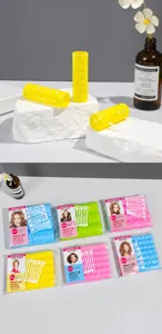 Plastic hair rollers set for air bangs and styling, durable smooth tube curlers with pins.
