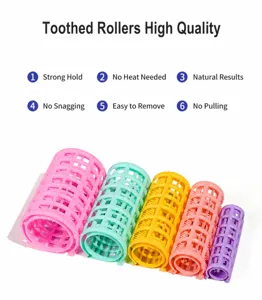Bigodini in plastica con denti autoaderenti per capelli set per styling onde confezione da 5