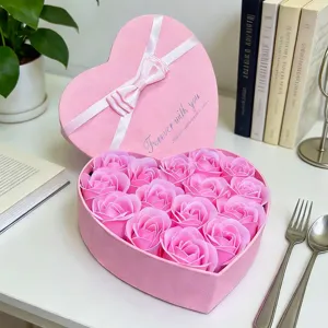 Romantisch Herzform Seifenblume Rosen Geschenkbox Mit Schleife Plüschbär Für Freundin Valentinstag Geburtstag Geschenk