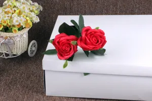 Artificial soap rose flower single branch detail view, perfect for wedding home decor.