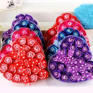 Heart Shaped Rose Soap Flower Gift Box Romantic Floral Arrangement For Valentine's Day Mother's Day Wedding Birthday Party Gift