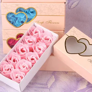 Herzfenster Seifenrosen Geschenkbox, romantische Valentinstag Blumen Verpackung, schöne Deko.