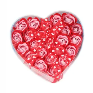 Heart shaped rose soap flower gift box for Valentine's Day, romantic creative present for birthday.