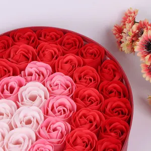 Boîte cadeau de fleurs de roses en savon artificiel de forme ronde pour Saint-Valentin.