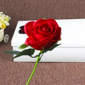Single red soap rose flower artificial flower branch for home wedding decor gift 1pc