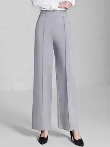 Details of women high waist wide leg casual pants for spring and summer daily wear.