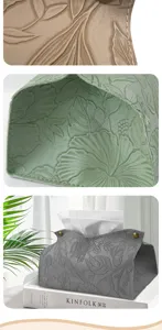 Leather embossed tissue box nordic style decorative tissue holder for living room coffee table