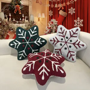Christmas snowflake tufted throw pillow cozy sofa cushion holiday home decor living room bed