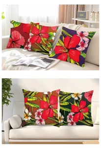 Detailed view of single-sided printed velvet throw pillow, elegant floral design for sofa.