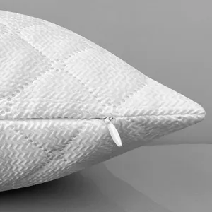White embossed throw pillow cover with zipper, minimalist square cushion cover for sofa.