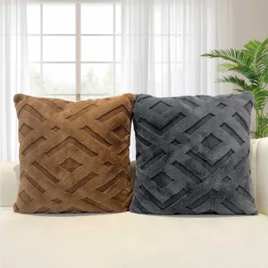 Funda de cojín de felpa jacquard geométrica 3D suave para el sofá decoración del hogar