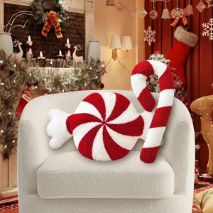 Cuscino natalizio a forma di caramella in peluche decorativo per divano festa casa