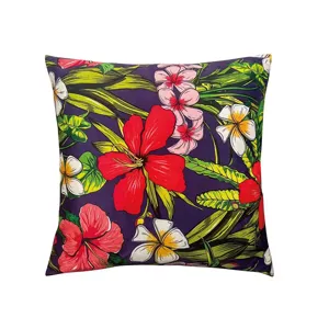 Velvet Tropical Floral Pillow Cover Decorative Throw Pillow Case Square Cushion Cover For Living Room Sofa Home Decor