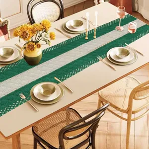 Christmas table runner vintage two color woven fabric dining table decoration and heat insulation