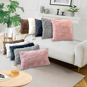 Modern Minimalist Solid Color Jacquard Plush Pillow Cover Living Room Sofa Bedroom Decorative Cushion Cover