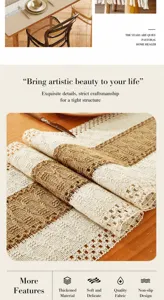 Camino de mesa de algodón y lino estilo nórdico con borlas, mantel decorativo para el comedor.