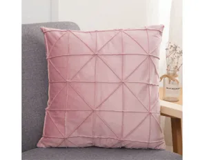 Rosa Samt Kissenbezug mit geometrischem Muster weiche Kissenhaelle fuer das Sofa