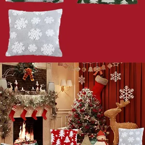 Christmas snowflake plush throw pillow cover festive sofa cushion home decor winter holiday style