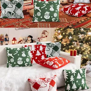 Christmas snowflake velvet throw pillow covers festive elk tree cushion cases for sofa decor