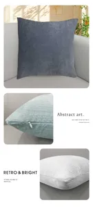 Federa per cuscino in velluto a coste fini con zip nascosta per decorazione divano e letto.