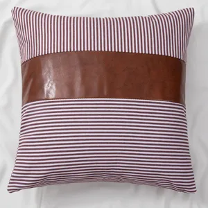 American style leather spliced striped throw pillow cover decorative couch cushion