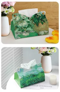 Vintage olieverf leer tissue box decoratieve papieren opbergdoos voor thuis woonkamer