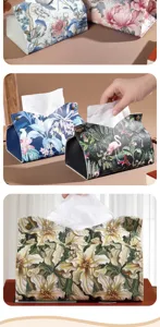 Elegante Leder-Taschentuchbox mit stilvollen Blumenmustern für Tischdekoration zu Hause.
