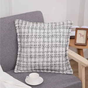 Houndstooth Knitted Throw Pillow Cover Luxury Piping Edge Cushion Cover For Living Room Sofa And Home Decor