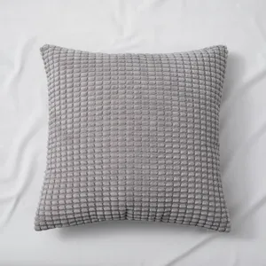 Grey Corduroy Throw Pillow Soft Square Cushion Cover for Sofa Bed Living Room Home Decor