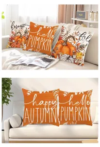 Autumn pumpkin maple leaf throw pillow decorative sofa cushion harvest fall hello pumpkin