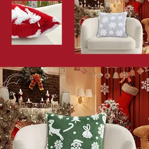 Christmas snowflake velvet throw pillow cover decorative cushion case for sofa holiday home decor.