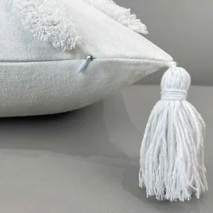 White tufted tassel throw pillow cover decorative lumbar cushion soft cozy home decor