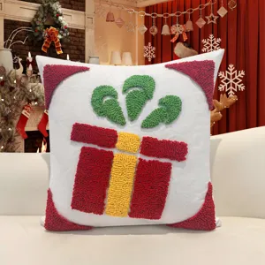 Federa per Cuscino Tufted di Natale Scatola Regalo Festiva Copricuscino per Divano