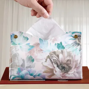 Dekorative Blumen Leder Taschentuchbox, eleganter Umschlag Stil Serviettenhalter fur Haus.