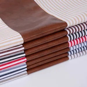 American style faux leather and striped throw pillow cover for sofa and living room