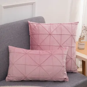 Housse de coussin en velours style nordique rose taie d'oreiller canapé salon coussin lombaire