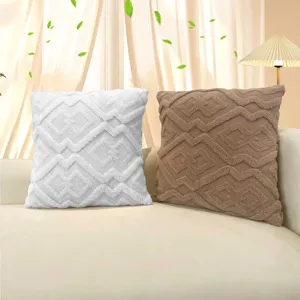 Funda de cojín decorativa geométrica con relieve tufted, juego de 2 fundas de almohada de terciopelo.