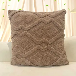 Funda de cojín texturizada boho con mechón geométrico para sofá decoración salón