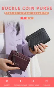 Fashion women's short wallet with zip coin purse, multi-functional minimalist design stylish bag.