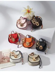Mini borsa a sella in pelle portachiavi simpatico auricolare portamonete auto
