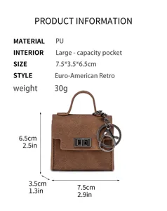 Mini PU Leder Handtasche Schlüsselanhänger Retro Münztasche Niedlicher Taschen Anhänger