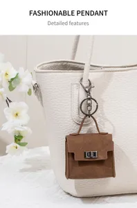 Mini braune Taschenanhänger Schlüsselanhänger Retro Beutel Anhänger Detailansicht neu