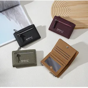 Women short wallet multi-card holder zipper coin purse stylish compact card case.