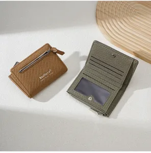 Women short wallet multi-function zip card holder PU leather coin purse stylish minimalist