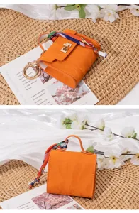 Mini orange Handtasche Schlüsselanhänger niedliche Geldbörse Lippenstift Aufbewahrung.